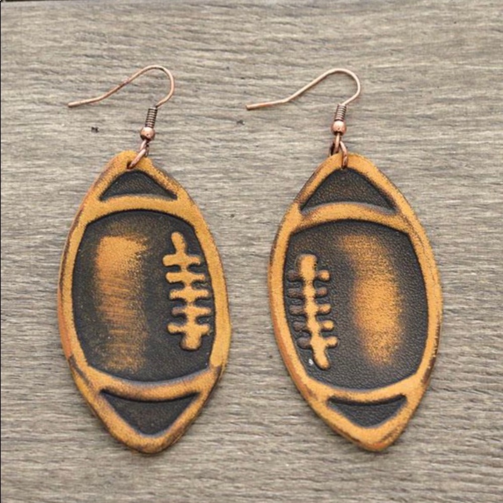 LAST PAIR!! Leather football earrings